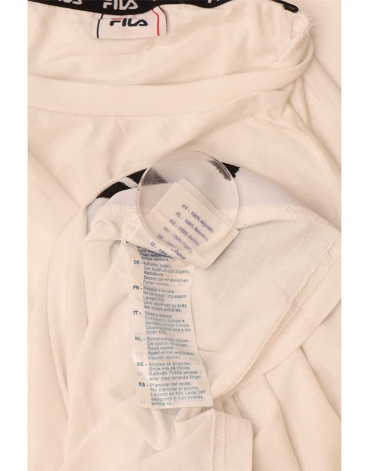 FILA Haut graphique à manches longues pour hommes en coton color block blanc grand