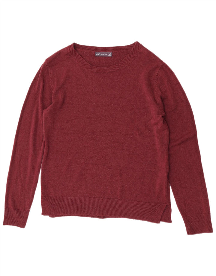 Marks & Spencer Pull col bateau pour femme UK 12 Acrylique marron moyen