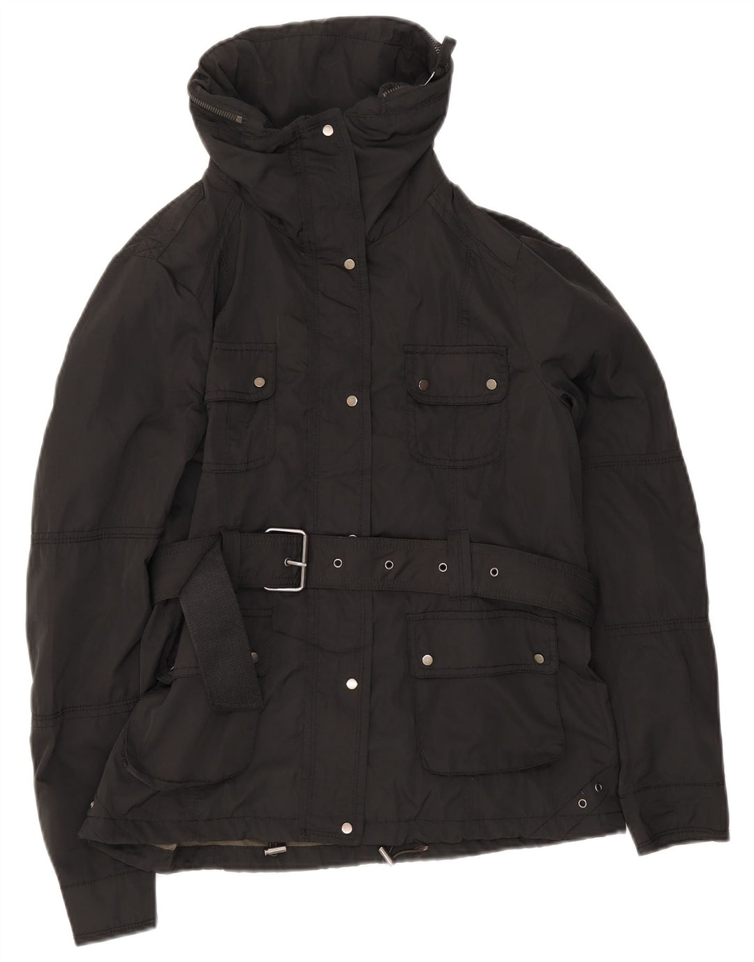 veste utilitaire ceinturée vintage femme UK 12 Medium Black