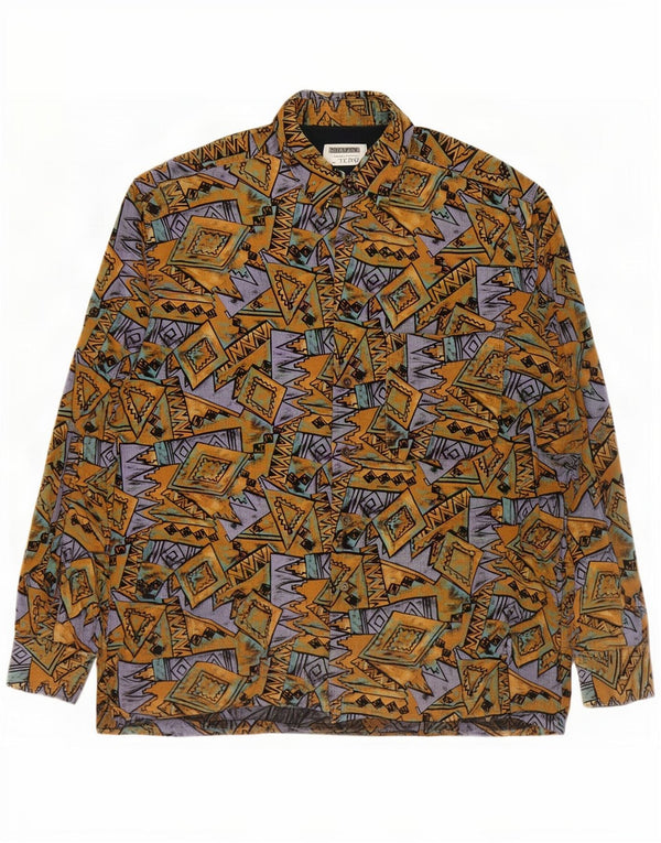 vintage Chemise en velours côtelé pour hommes XL Géométrique multicolore