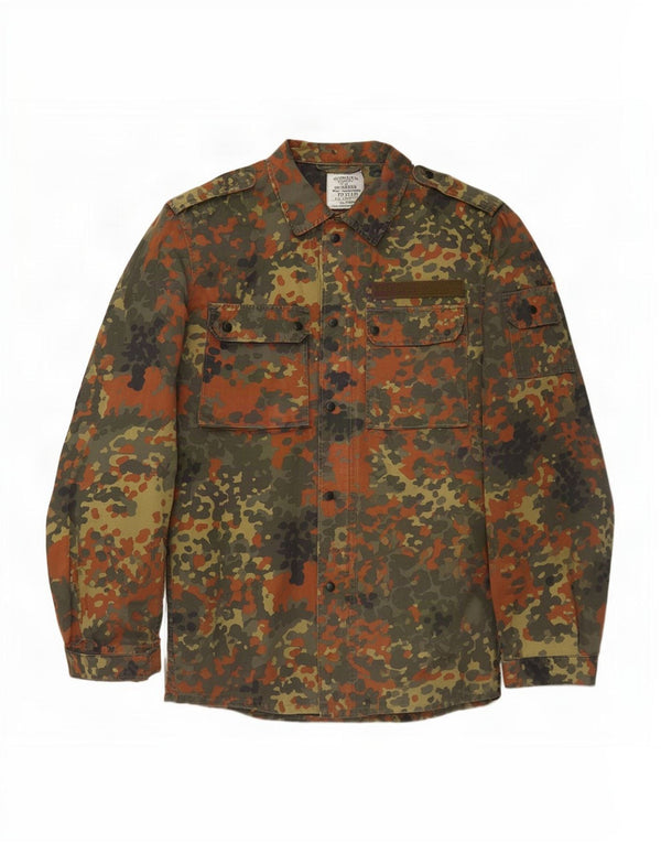 Chemise militaire vintage pour homme en coton camouflage moyen kaki