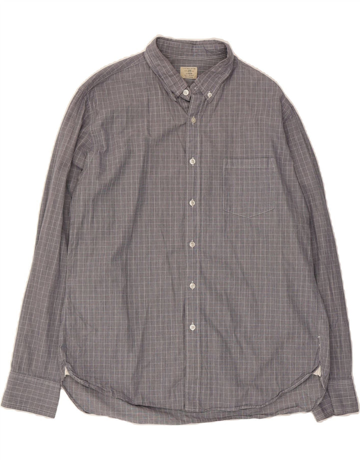 J. CREW Mens Shirt Size 16 1/2 Large Grey Check Cotton Vintage J. Crew and Second-Hand J. Crew from Messina Hembry 
