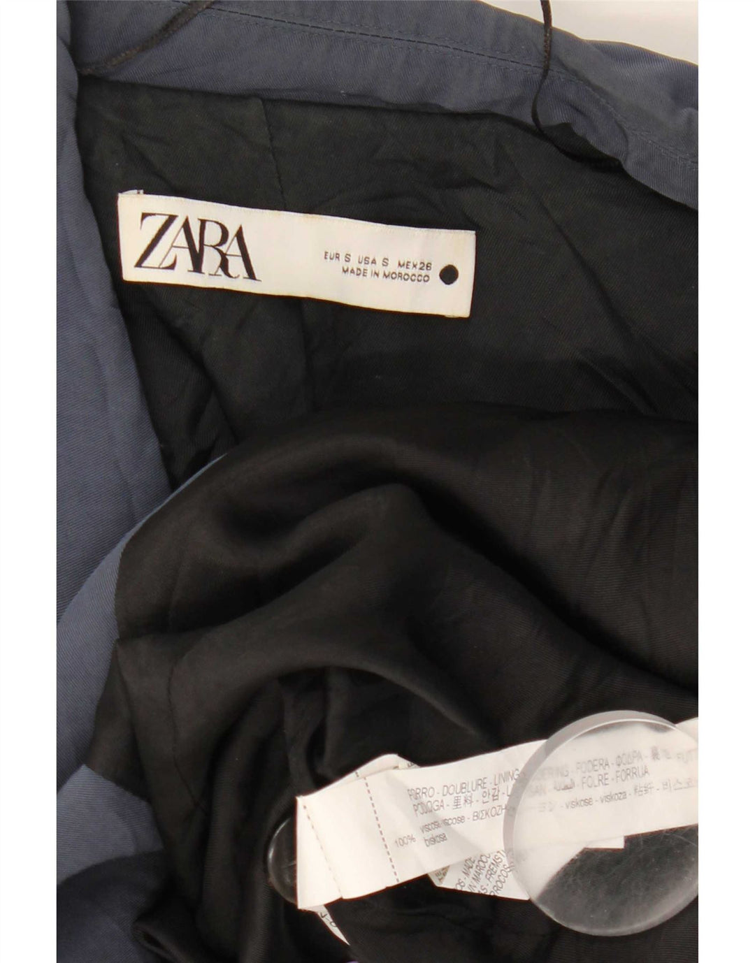 Zara Veste blazer surdimensionnée à 1 bouton pour femme UK 10 Small Bleu marine Viscose