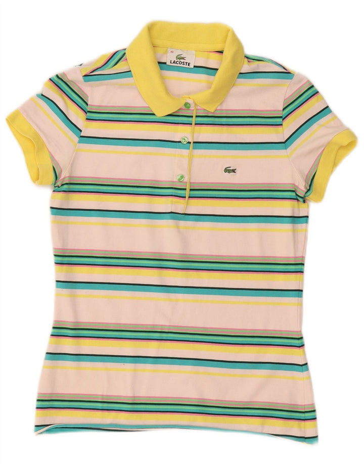 LACOSTE Polo Femme Taille 40 Moyen Coton Rayé Multicolore