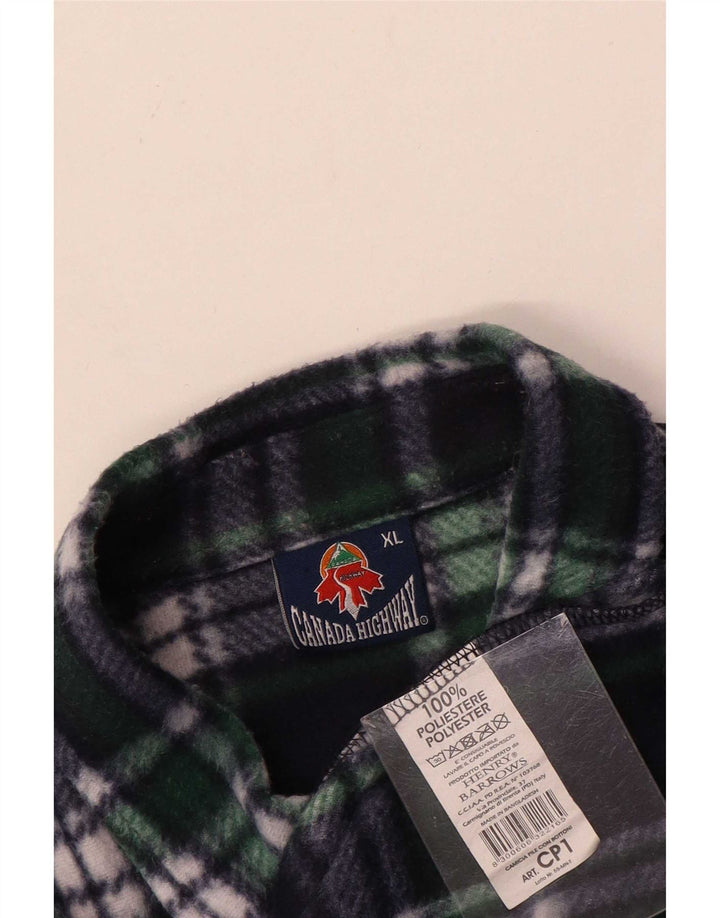 vintage Chemise polaire homme XL Bleu Marine Check Polyester
