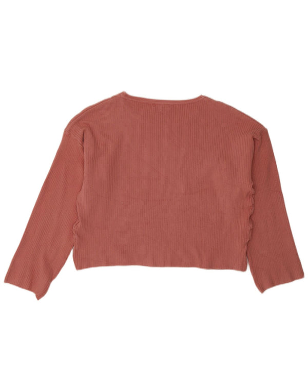 Topshop Femme Haut Oversize Manches Longues UK 10 Petit Acrylique Rose