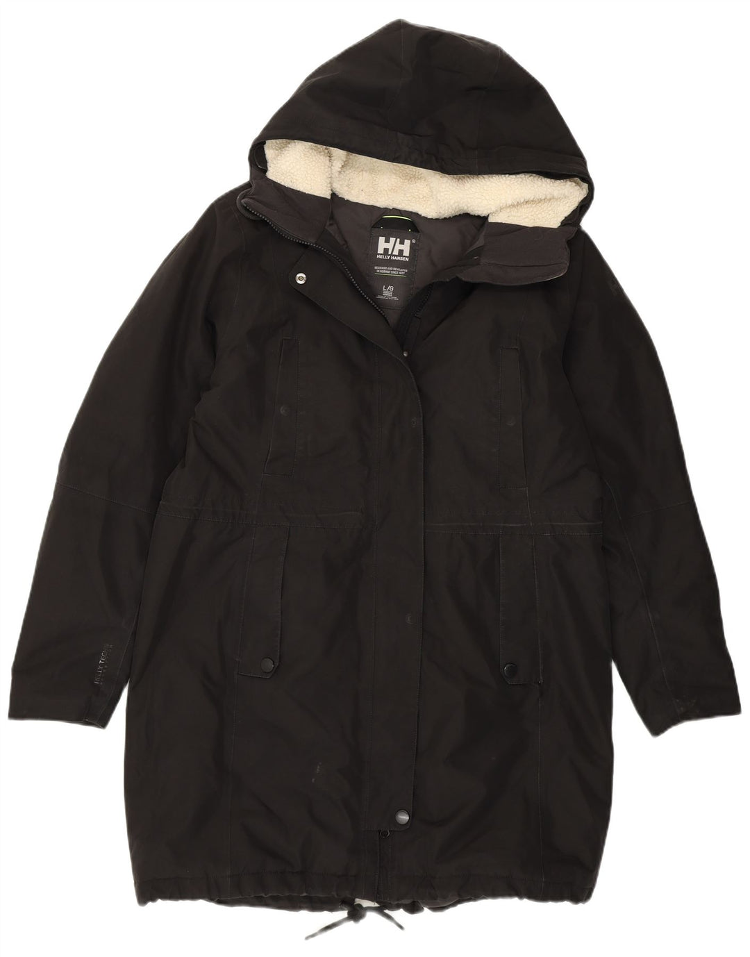 Helly Hansen Parka à capuche pour femme UK 14 Large Noir Nylon