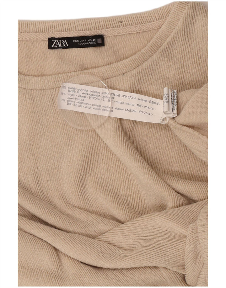 Zara Chemisier surdimensionné à manches longues pour femme UK 10 Petit polyester beige