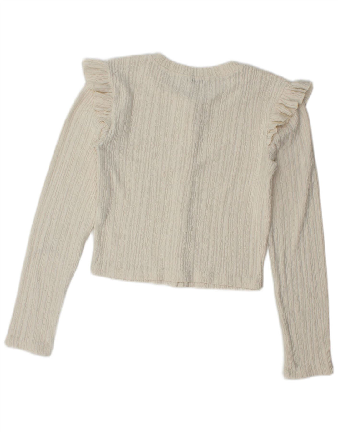 Zara Femmes Crop Cardigan Pull UK 12 Moyen Blanc Cassé Polyester