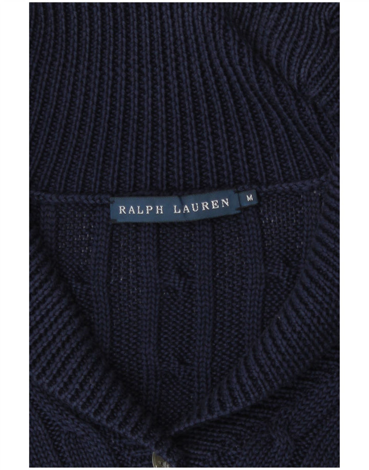 Ralph Lauren Pull Cardigan Femme UK 14 Bleu Marine Moyen