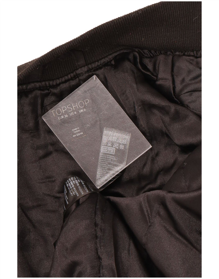Topshop Veste Bomber Femme UK 8 Petit Noir Polyester