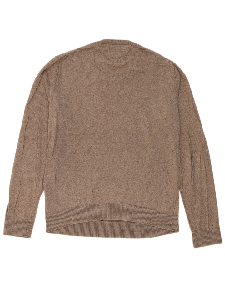 TOMMY HILFIGER Pull à col rond pour homme en coton marron grand