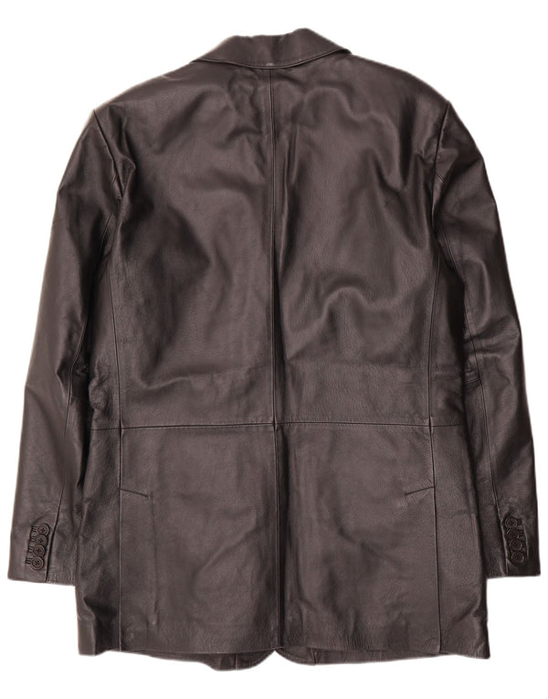 VINTAGE Veste blazer en cuir à 2 boutons pour homme UK 40 Grand Noir