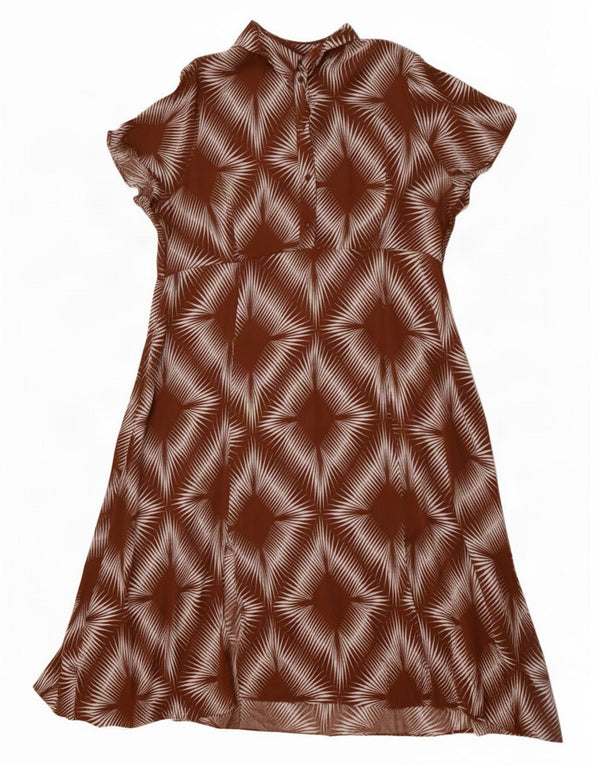 Marks & Spencer Robe trapèze pour femme UK 20 2XL Marron géométrique Viscose
