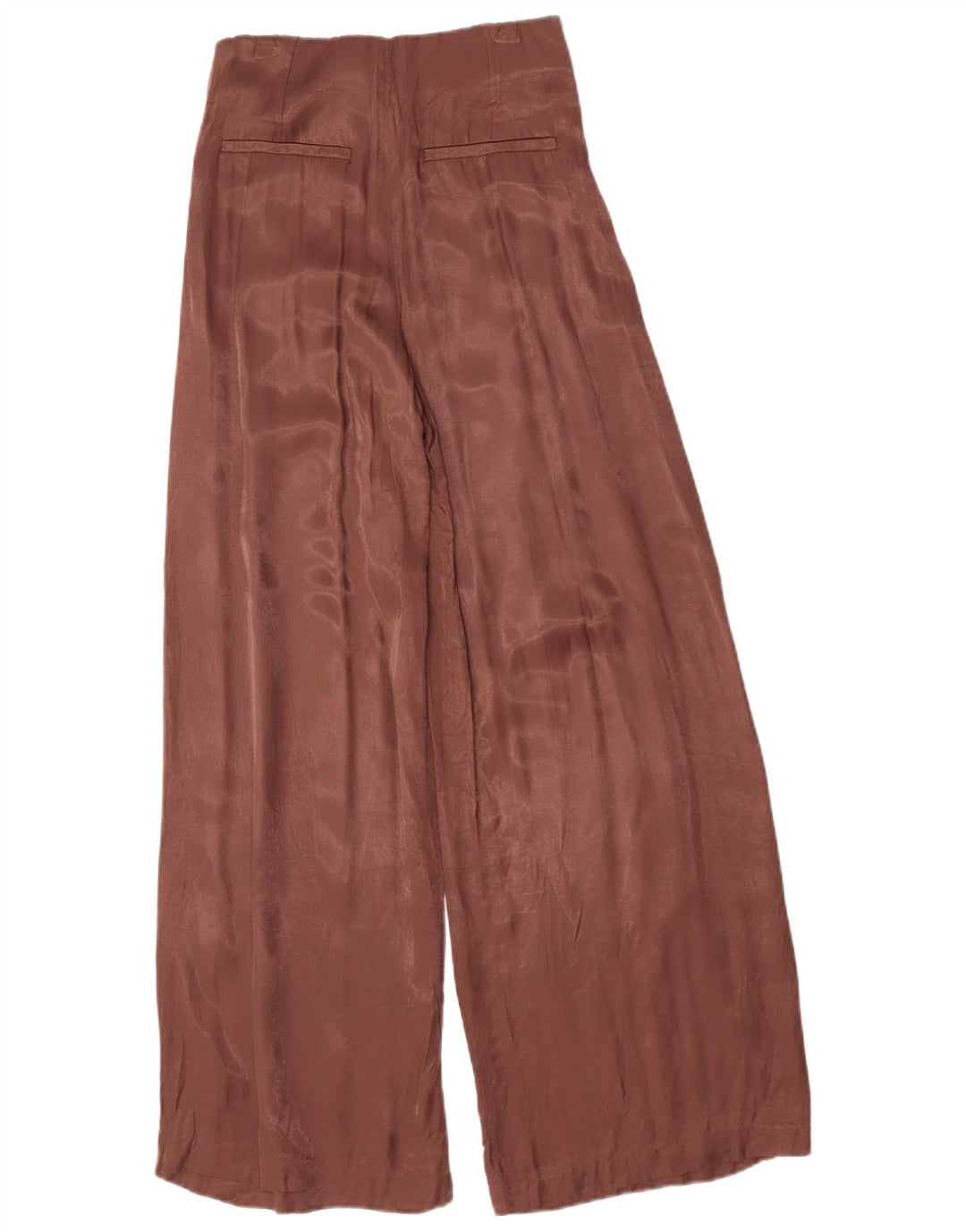 ZARA Pantalon décontracté à jambe large pour femme XS W24 L30 Marron Viscose