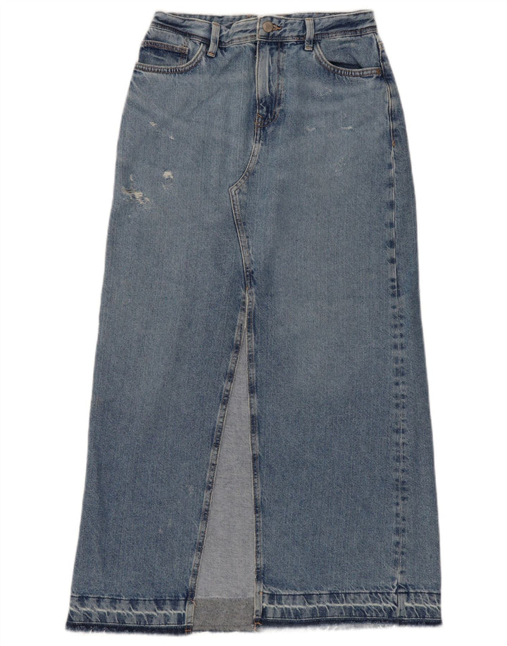 Zara Femme Jupe Maxi En Jean Déchiré XS W24 Bleu