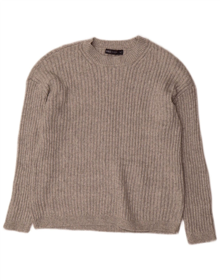 Marks & Spencer Pull à col rond pour femme UK 12 Gris moyen Polyester