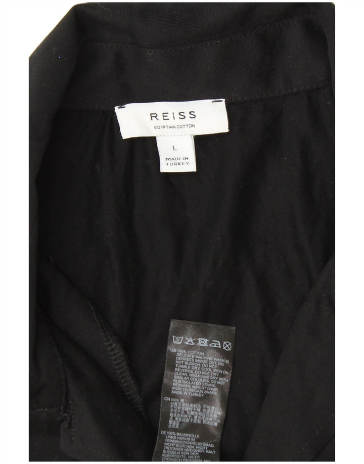 Reiss Chemise à manches courtes pour homme Large Noir Coton