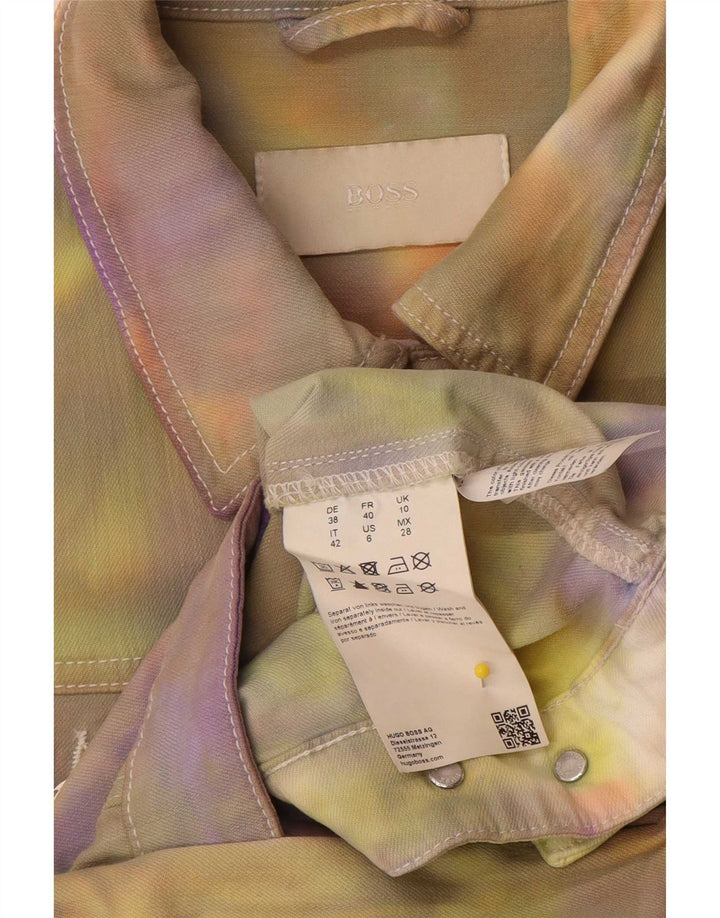Hugo Boss Veste en jean pour femme UK 10 Petit coton tie-dye multicolore