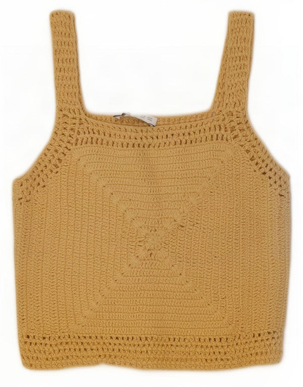 Zara Womens Crochet Crop Top UK 14 Grand Coton Beige