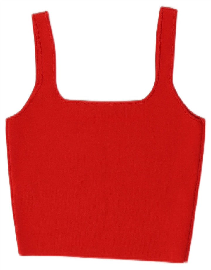 Zara Femme Crop Cami Top UK 8 Petit Rouge Polyester