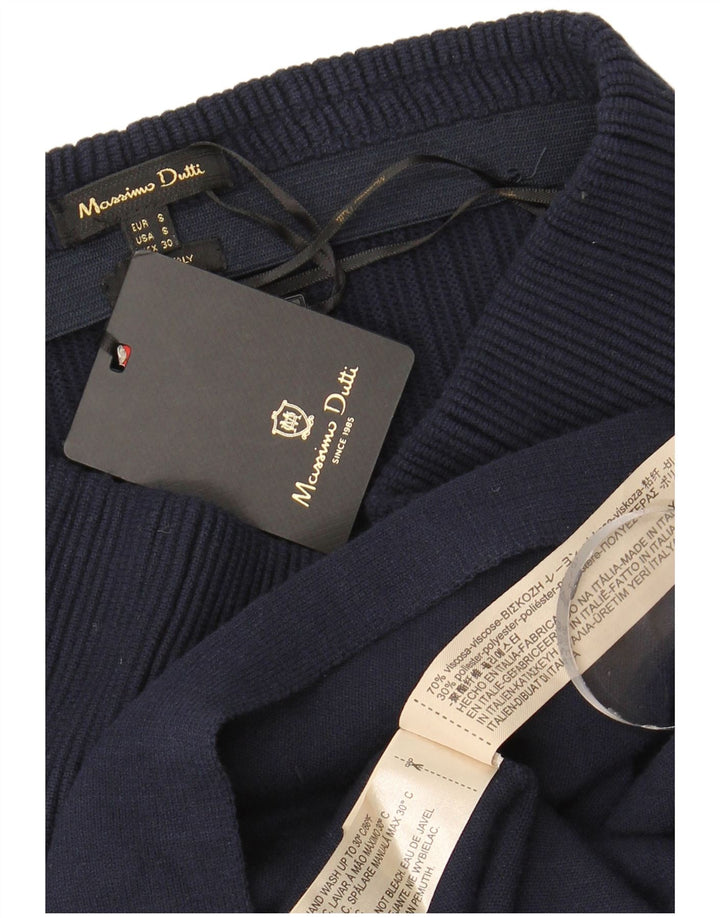 Massimo Dutti Jupe trapèze en tricot pour femme Small W26 Bleu marine Viscose