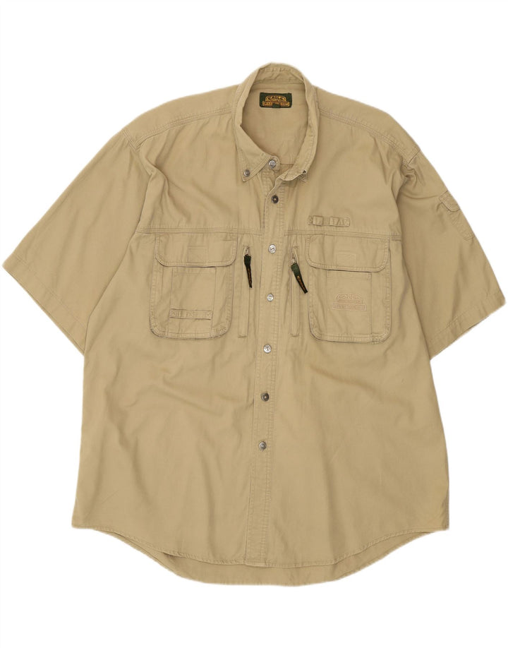 vintage Chemise à manches courtes pour hommes XL Coton Beige
