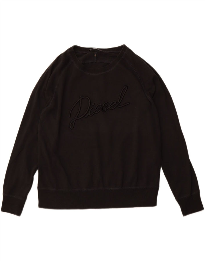 DIESEL Sweat-shirt graphique coupe ample pour femme UK 14 Noir moyen