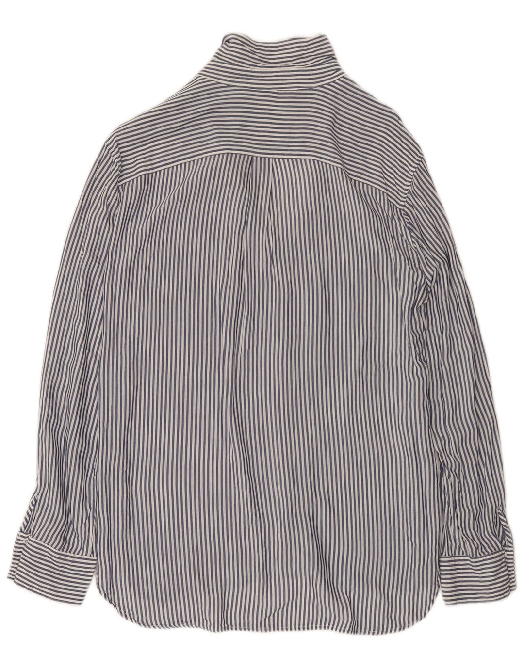 Zara Chemise Femme UK 14 Medium Bleu Marine À Fines Rayures