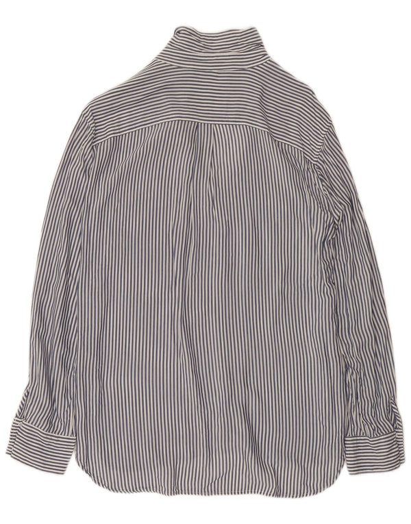 Zara Chemise Femme UK 14 Medium Bleu Marine À Fines Rayures