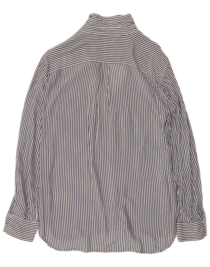 Zara Chemise Femme UK 14 Medium Bleu Marine À Fines Rayures