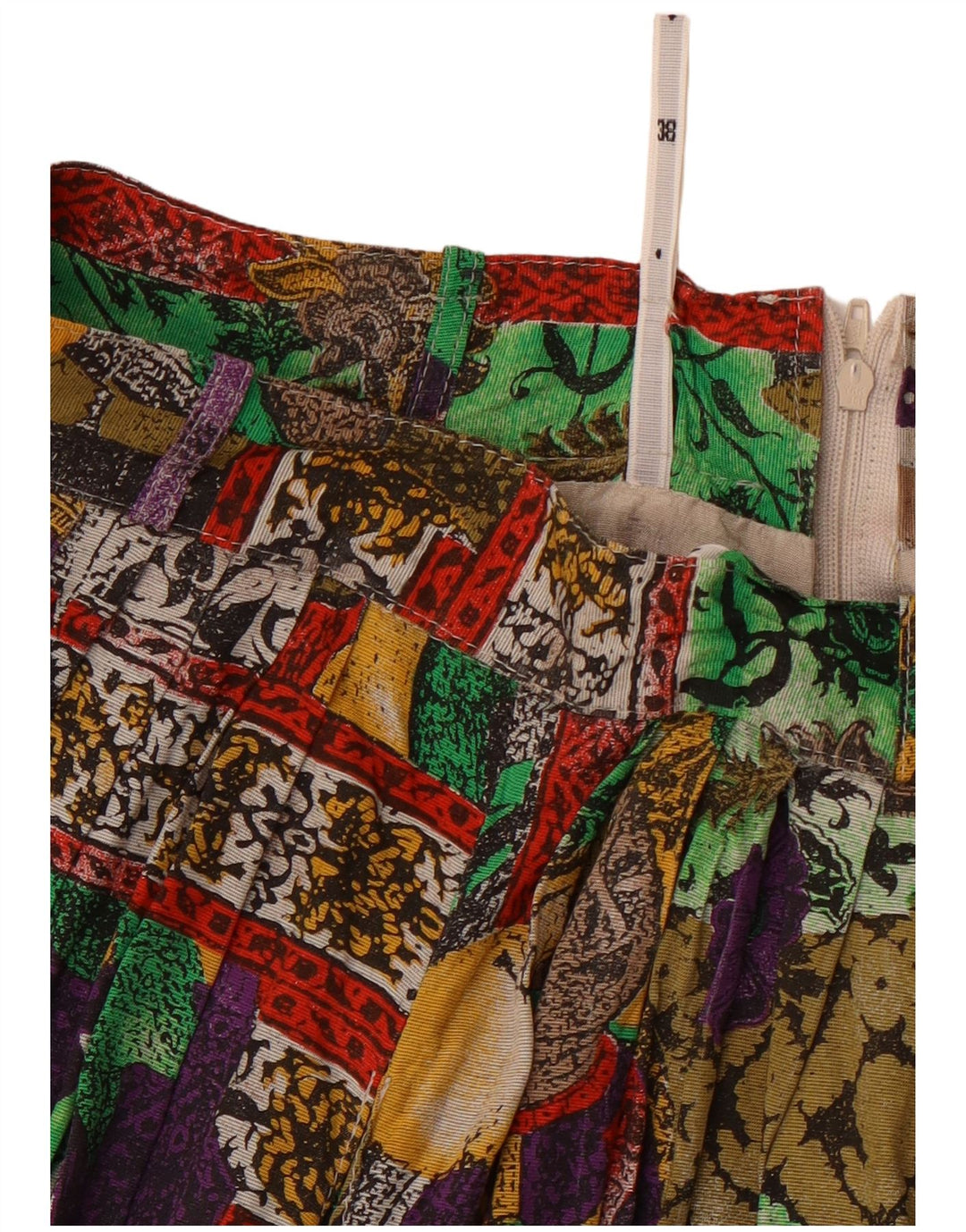 VINTAGE Femme Taille Haute Jupe A-Line EU 38 Moyen W26 Multicolore