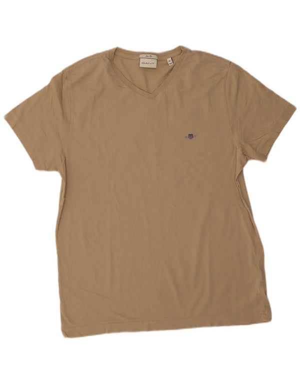 Gant Hommes Slim Fit T-Shirt Top 2XL Beige Coton