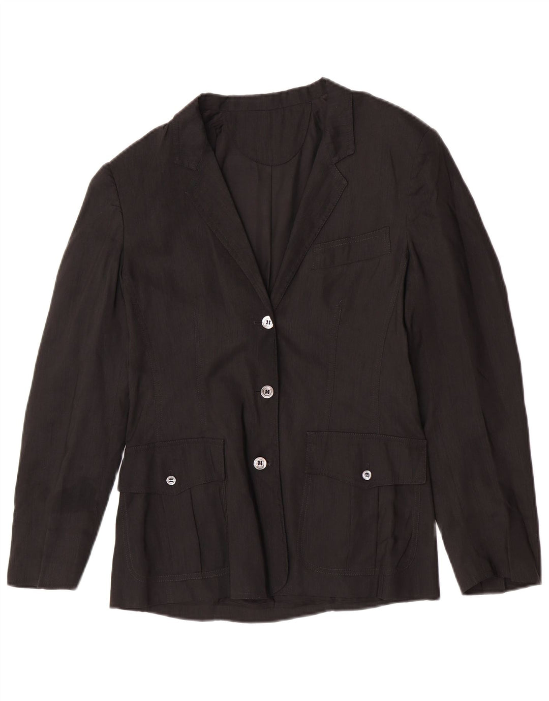 Penny Black Veste blazer à 3 boutons pour femme UK 12 Lin noir moyen