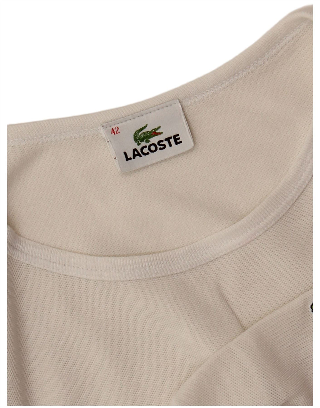 LACOSTE T-Shirt Femme Top Taille 42 Large Blanc