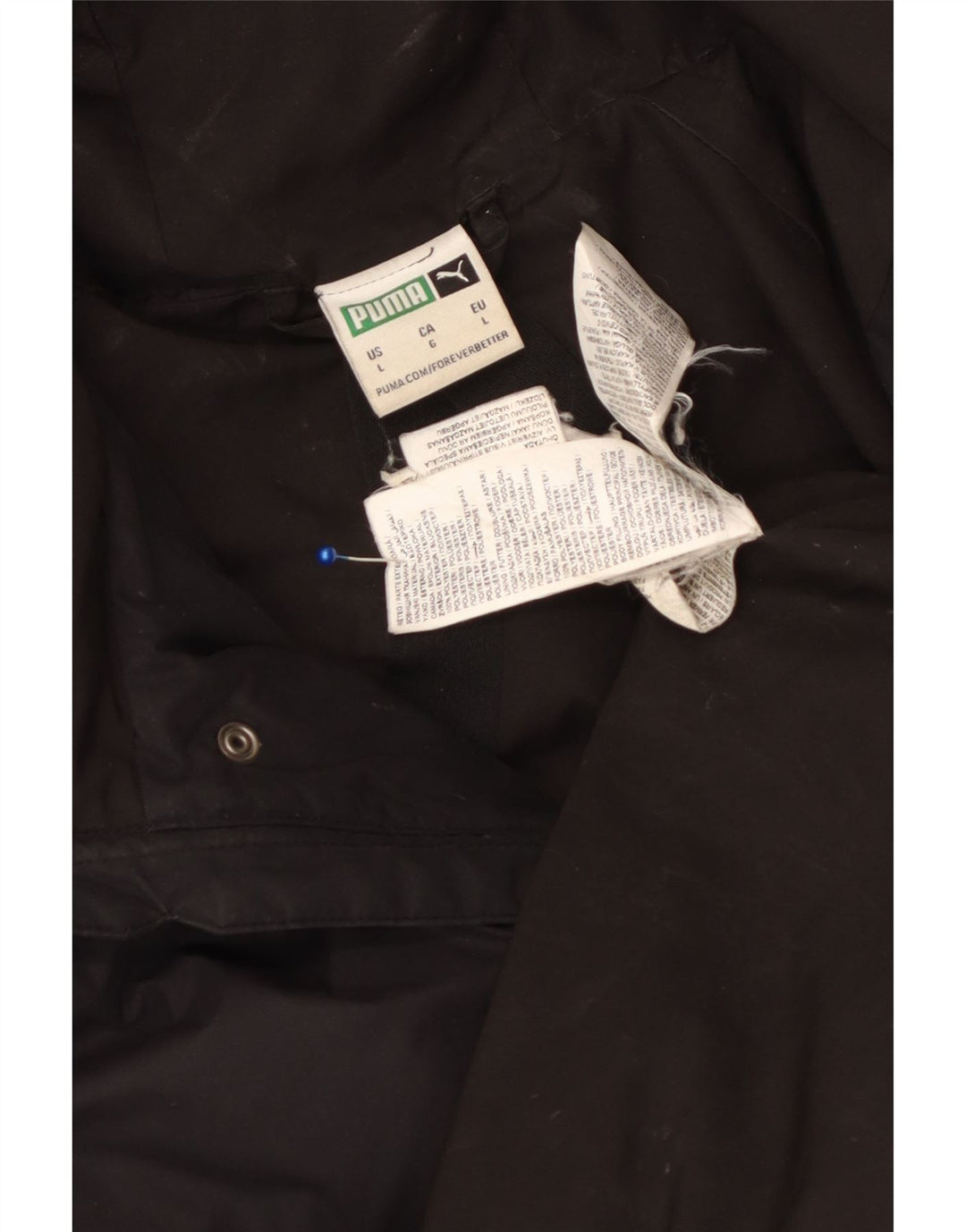 Puma Manteau rembourré à capuche pour homme UK 40 Large Noir Polyester