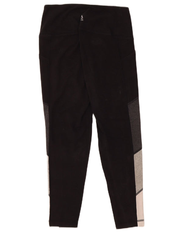 REEBOK Leggings Femme UK 10 Petit Noir Colorblock Coton