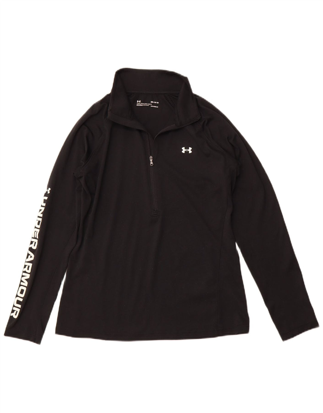 UNDER ARMOUR Haut graphique à col zippé et manches longues pour femme UK 14 Noir moyen