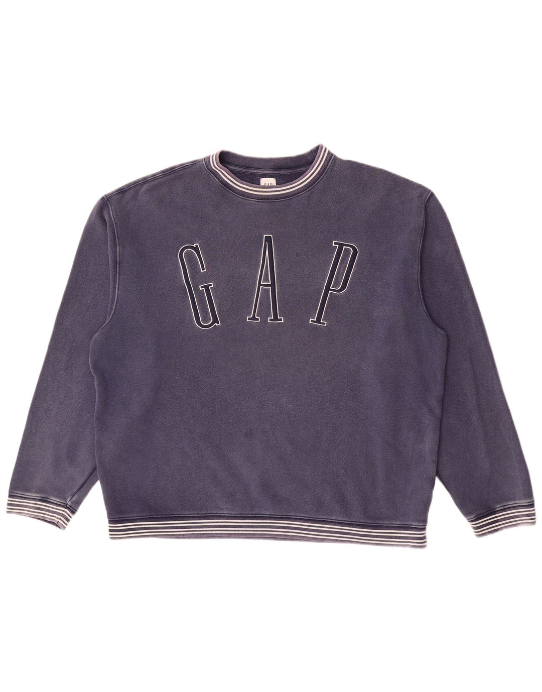 Gap Mens Graphic Sweatshirt Jumper Grand Bleu Marine Rayé Coton
