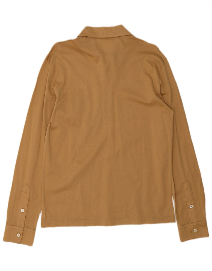 Polo Vintage À Manches Longues Pour Hommes Beige Moyen
