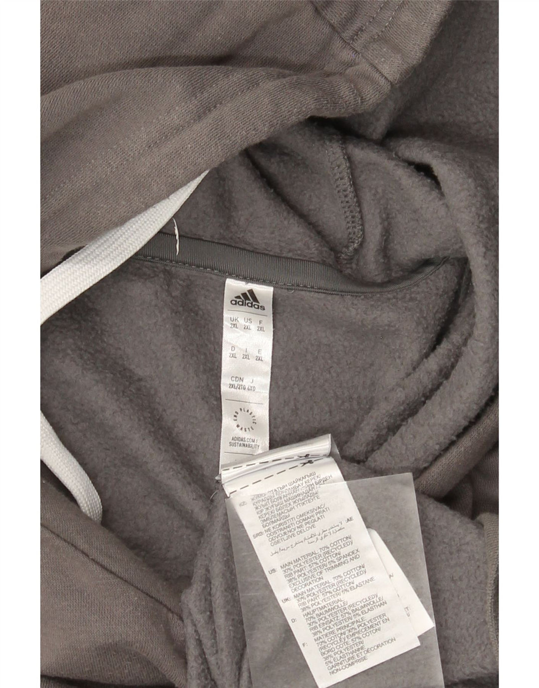 Adidas Pull à capuche pour homme 2XL Gris Coton