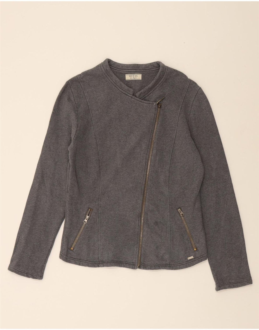 GUESS Womens Tracksuit Top Jacket UK 12 Medium Grey Cotton Vintage Guess and Second-Hand Guess from Messina Hembry 