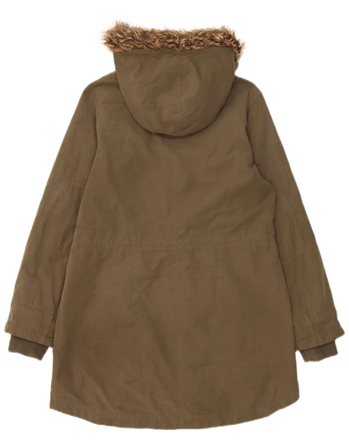 Oasis Parka à capuche pour femme UK 10 Petit Kaki Polyester