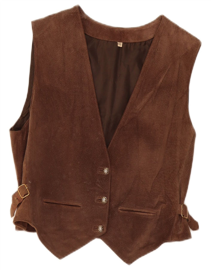 gilet en daim femme vintage IT 42 Brun moyen