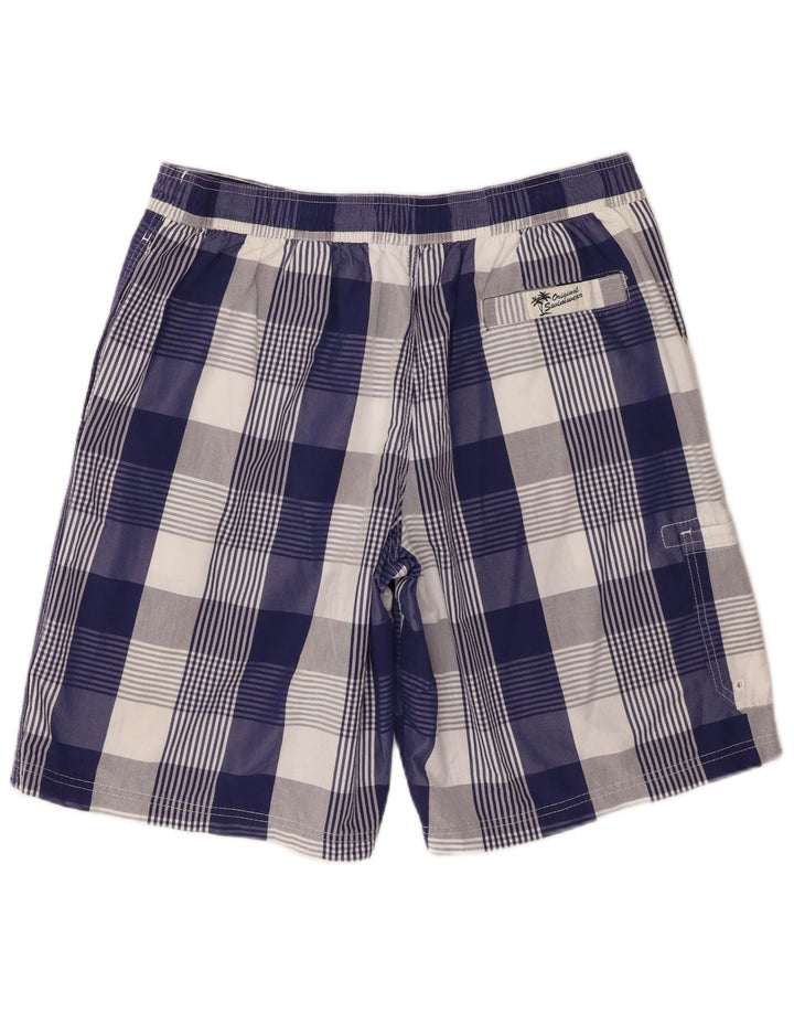 Marks & Spencer Short de Bain Blue Harbour Homme en Coton à Carreaux Bleu Large