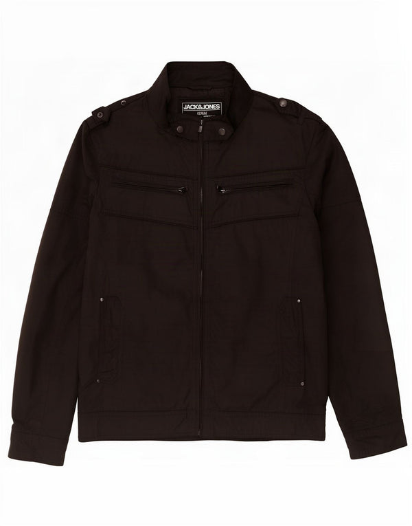 Jack & Jones Mens Military Jacket UK 40 Large Black Polyester