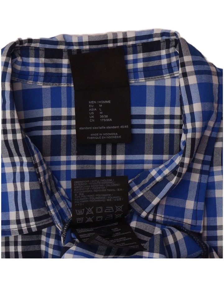 JACK WOLFSKIN Chemise à Manches Courtes Homme UK 36/38 Petit Carreau Bleu Polyamide
