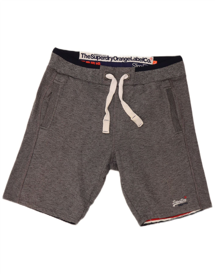 SUPERDRY Short de Sport Coupe Slim Homme Gris Coton