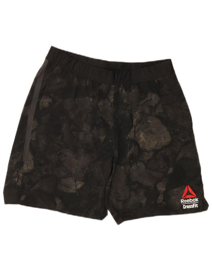 Reebok Short de Sport Cross Fit Graphic Homme Noir Moyen Géométrique Polyester