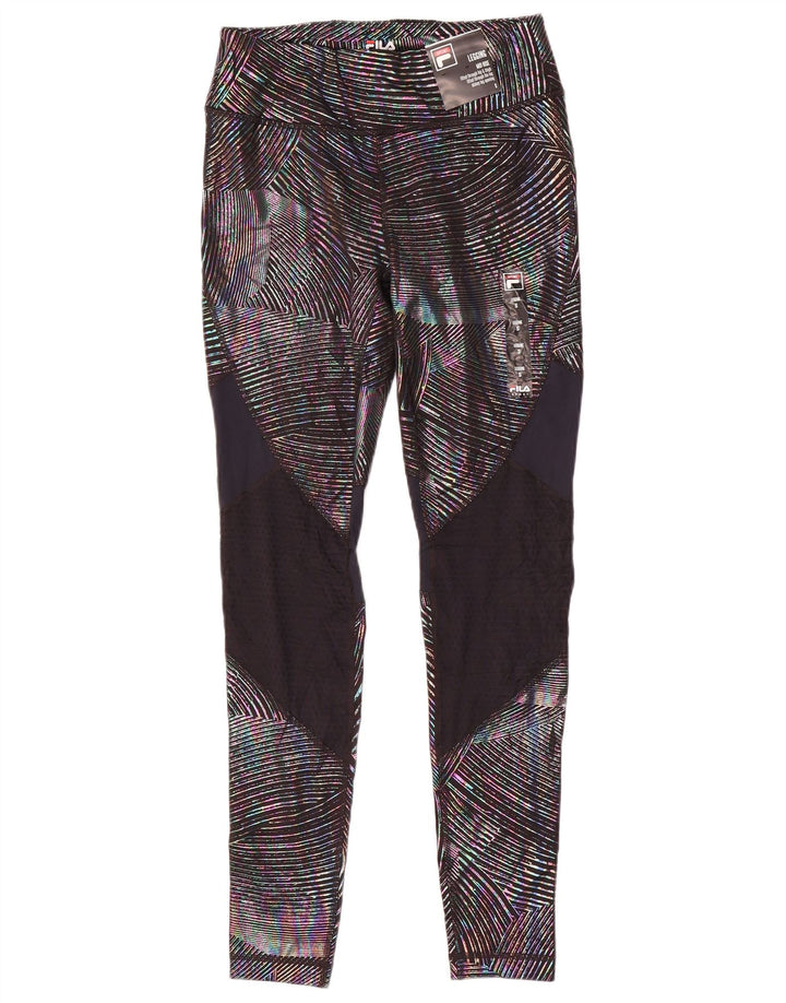 Fila Leggings Femme UK 10 Petit Polyester Colorblock Multicolore